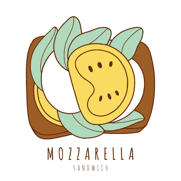 Sandwich mit Tomaten und Mozzarella — Stockvektor