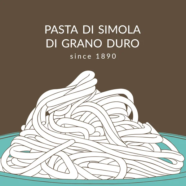 Fideos servidos en plato — Vector de stock