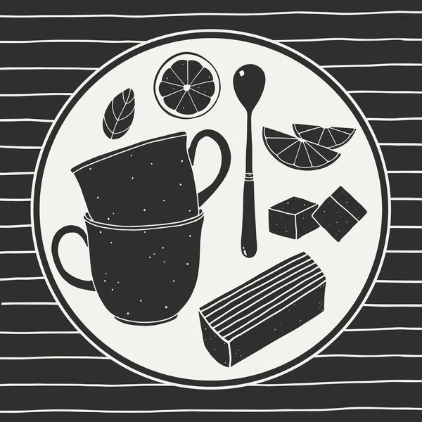 Set de hora del té — Vector de stock