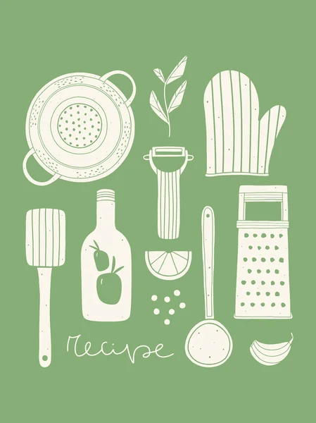 Elle çizilmiş mutfak poster