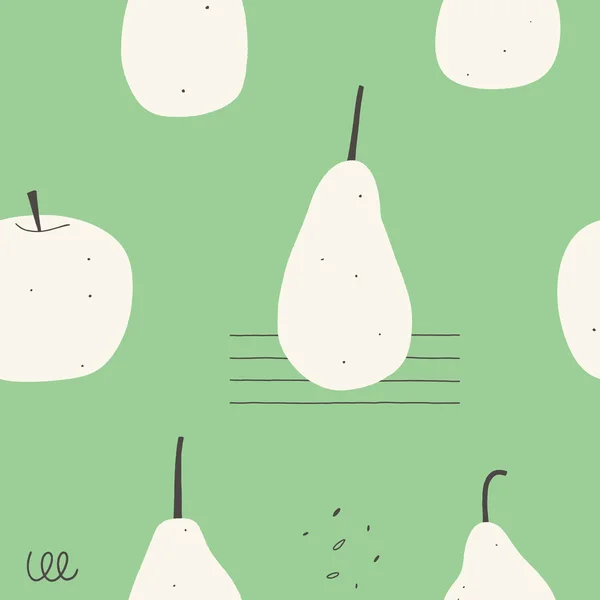 Pêras e maçãs sem costura padrão — Vetor de Stock
