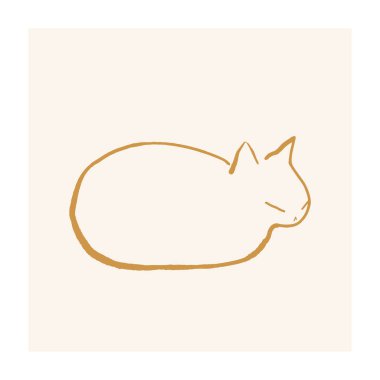  Kedi fırçası kalem çizimi. Sketchy dijital çizim. Ev dekorasyonu ve kırtasiye malzemeleri için minimalist el çizimi illüstrasyon 