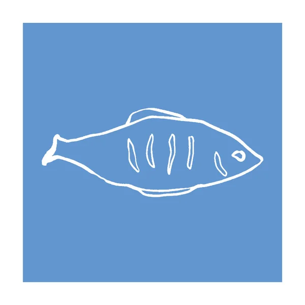 焼き魚ブラシペンイラスト 手描きのミニマリストフードイラスト — ストックベクタ