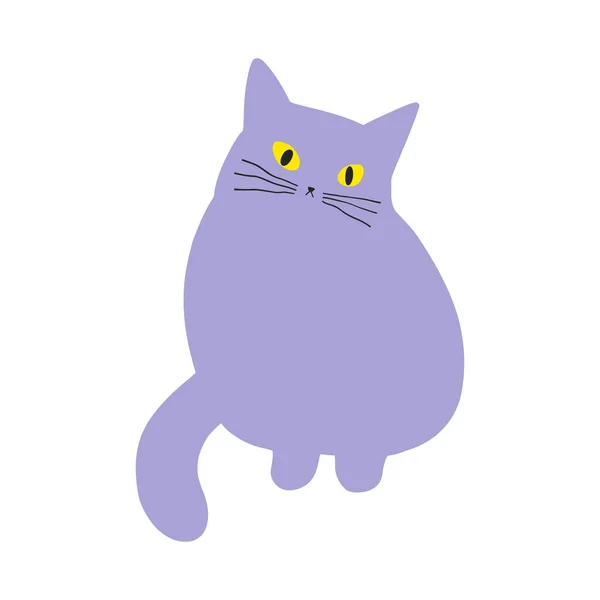 Χαριτωμένο Ελαφρώς Έκπληκτος Κάθεται Γάτα Κινούμενα Σχέδια Επίπεδη Διανυσματική Απεικόνιση — Διανυσματικό Αρχείο