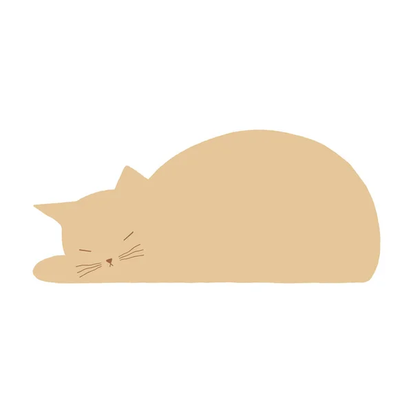 Bonito Dormindo Gato Vetor Ilustração Plano Desenho Animado Minimalista Isolado — Vetor de Stock