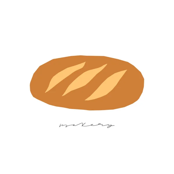 Pan Con Texto Panadería Escrito Mano Ilustración Vectorial Plana Pan — Archivo Imágenes Vectoriales