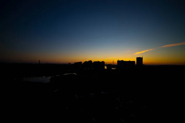 Pôr Sol Panorâmico Sobre Cidade — Fotografia de Stock