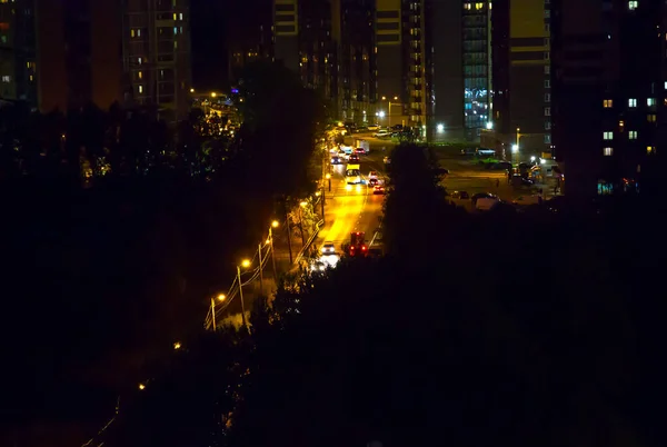 Vista Panorámica Ciudad Nocturna Cerca —  Fotos de Stock