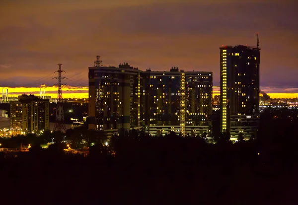 Vista Panorámica Ciudad Nocturna Cerca — Foto de Stock