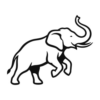 Beyaz arkaplan vektör resminde fil silueti