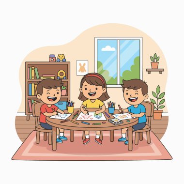 Masada Çizim Yapan Çocukların Çizimi