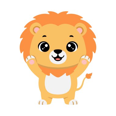 Sevimli Çizgi Film Aslanı tasarımı İllüstrasyon