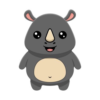 Tatlı Çizgi Film Gergedan Tasarımı Çizimi