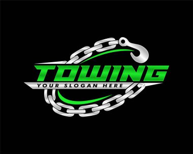 Siyah arkaplanda otomotiv için servis logosu şablonu çizimi