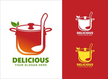 Çorba logosu tasarım simgesi iş için yemek pişirme restoranı şablonu