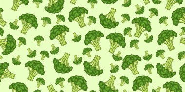 yeşil brokoli pürüzsüz desenli yiyecek arka plan vektör çizimi düz tasarım beyaz arkaplan