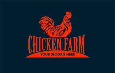 tavuk çiftliği soyut logo silueti düz tasarım vintage tasarım illüstrasyon