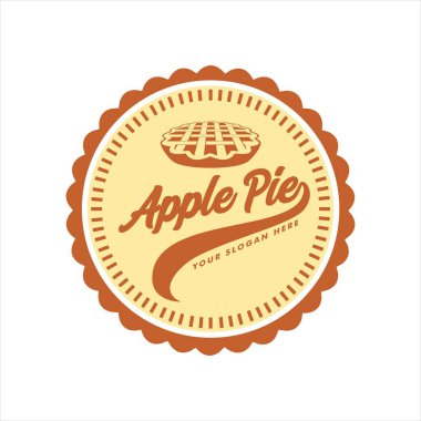 Elmalı turta vektör çizimi modern basit, restoran, yemek kamyonu, fırın ve kafe için uygun bir şablon