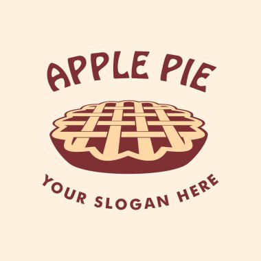 Elmalı turta vektör çizimi modern basit, restoran, yemek kamyonu, fırın ve kafe için uygun bir şablon