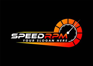 Speedometer hız yarış logosu etiketi tasarım vektörü çizimi