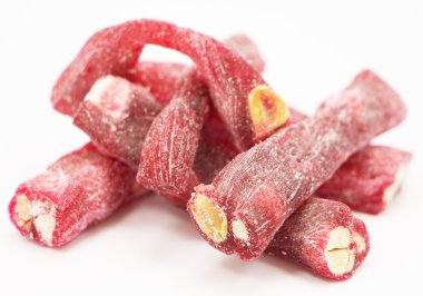 Beyaz arka planda Kırmızı Türk Lokumu