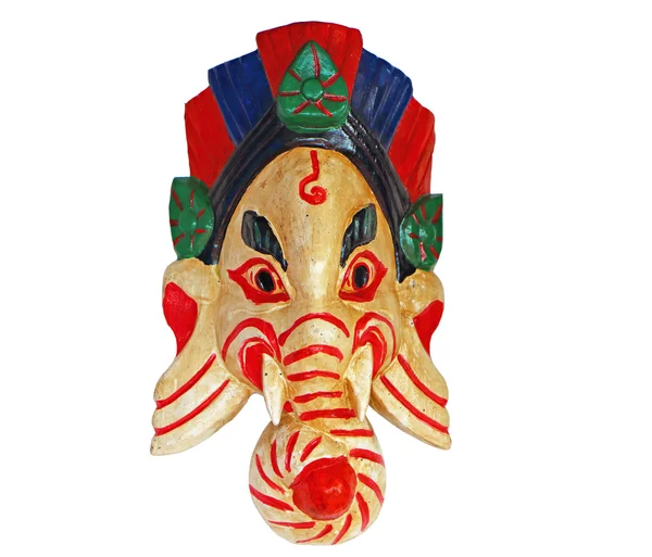 Antique Ganesha mask on a white background. India — Stock Photo, Image