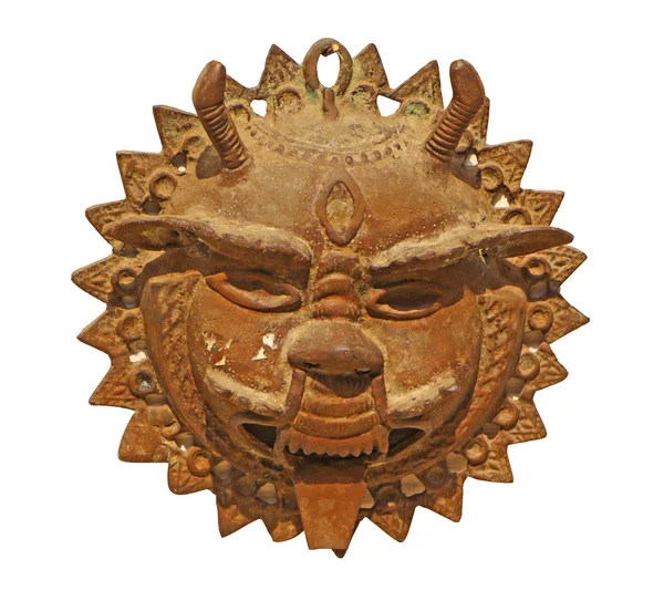 Antika aslan kapı tokmağı kafa. Çin. Beyaz arka plan