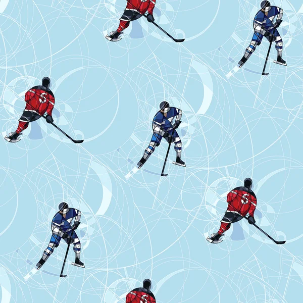 Ice hockey players seamless pattern — Stock Vector