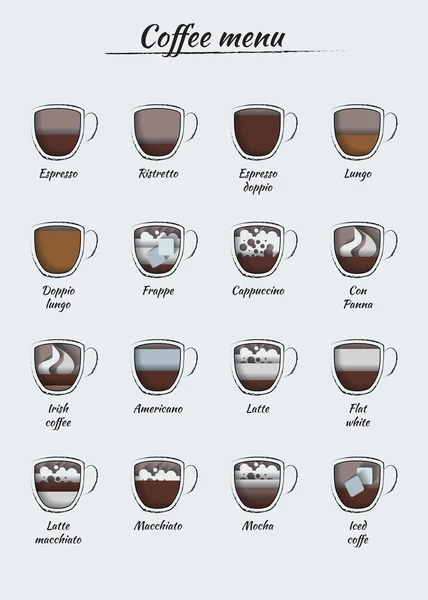 Kawa menu infografiki w papieru wyciąć stylu. — Wektor stockowy
