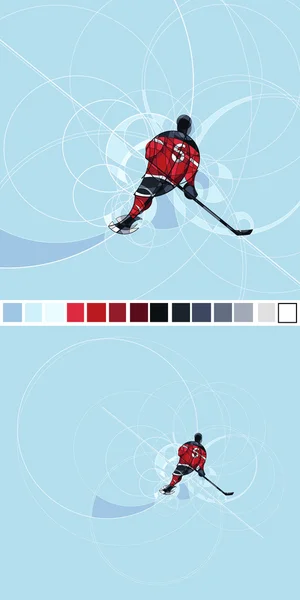 Joueur de hockey sur glace en robe bleue et blanche — Image vectorielle