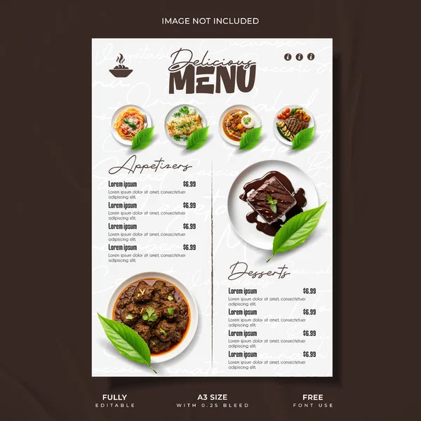 Lezzetli yemek menüsü şablonu