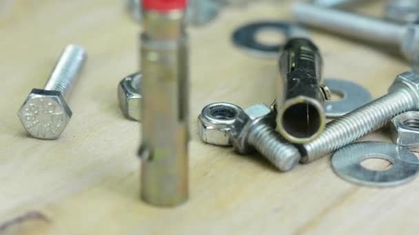 Tornillos Acero Inoxidable Clavos Tornillo — Vídeo de stock