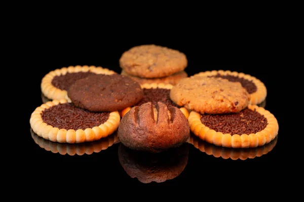 Chocolate Chips Jam Cookies Espelho Preto — Fotografia de Stock