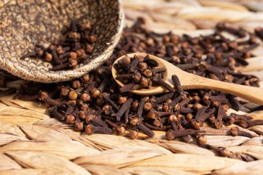 Kuru baharat karfil ahap arka plan zerinde izole