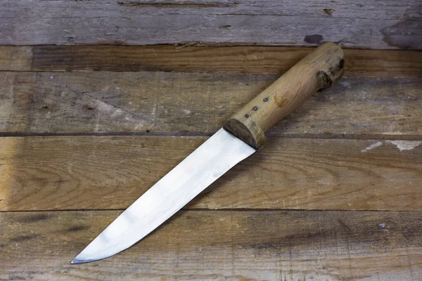 Cuchillo Sacrificio Sobre Mesa Madera —  Fotos de Stock