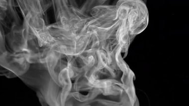 Siyah Arkaplanda Soyut Beyaz Duman Akımı Yumuşak Atmosferik Hareket Efekti. döngülenebilir