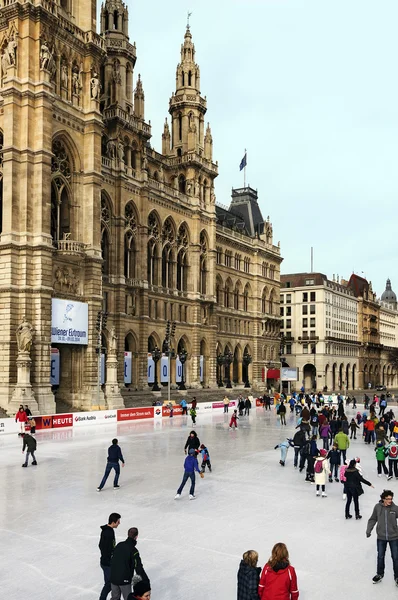 VIENNA, AUSTRIA - FEBRUARY 15, 2014. Ice rink Vienna Ice Dream near the Vienna city hall. Austria.