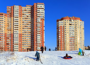 Balashikha, Rusya - Ocak, 21, 2016: Yeni konut. Balashikha, Moscow region, Rusya Federasyonu.