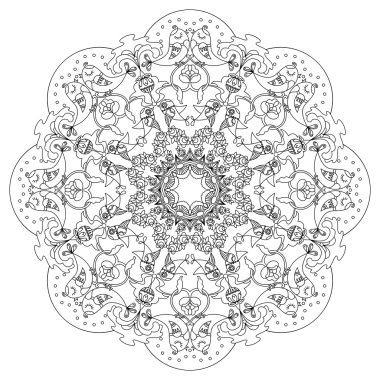 Kuşlar ve çiçekler Doodle tarzı ile dairesel desen