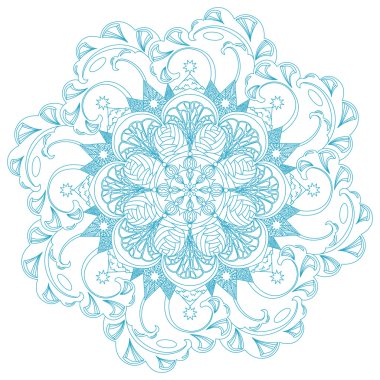 Soyut öğeler, dağlar ve dalgalar dairesel süsleme