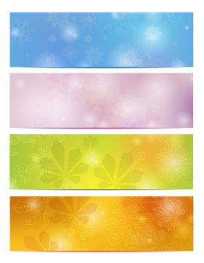 Mevsimlik arka plan kümesi. Kış, ilkbahar, yaz