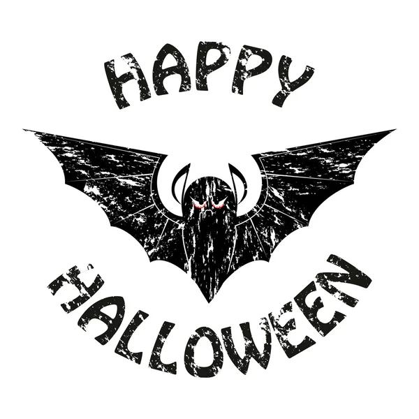 Murciélago con feliz inscripción de Halloween — Vector de stock