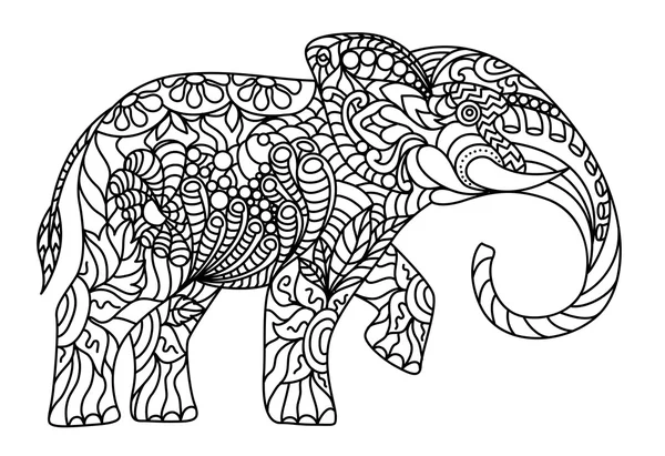 Elefante estilizado. Colorir anti-stress —  Vetores de Stock