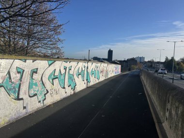 Hull, East Yorkshire, UK, November 13th Anlaby Rd, Graffiti Wall Along Riverside Walkway Over Bridge