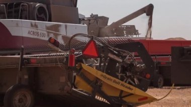 Havester tahıl bir kamyon dökülen..