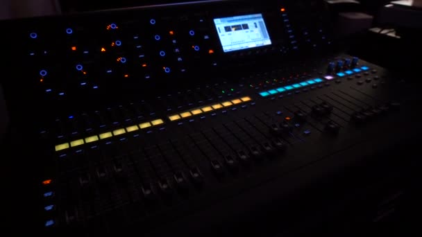 Audio Board with Volume Levels during a Live Event — Stock Video