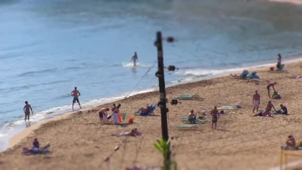 Imágenes de lapso de tiempo de personas disfrutando de la vida en la playa — Vídeo de stock