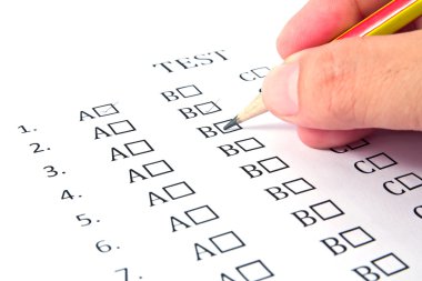 Sınav test listesinde seçtiğiniz el 