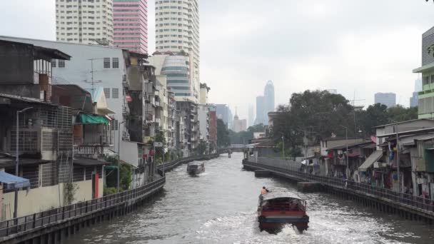 Canal Barco Pasajeros Bangkok Venecia Asia — Vídeo de stock