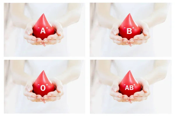 Mãos Segurando Sangue Vermelho Cuidados Saúde Medicina Conceito — Fotografia de Stock